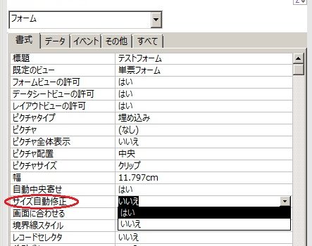 Accessフォームの枠が設定より大きくなる Clubtwinhut